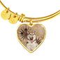 Cute Siberian Husky Print Luxury Heart Charm Bangle
