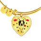 Cute Boston Terrier Print Heart Pendant Luxury Bangle