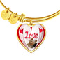 Yorkshire Terrier(Yorkie) Love Print Heart Pendant Luxury Bangle