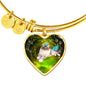 Birman Cat Print Heart Pendant Bangle