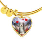 Bearded Collie Print Luxury Heart Charm Bangle