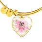 Bulldog Print Heart Charm Bangle