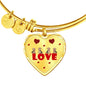 Yorkie Love Print Heart Pendant Luxury Bangle
