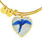 Hyacinth Macaw Parrot Art Print Heart Pendant Bangle
