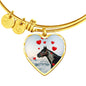 Thoroughbred Horse Print Luxury Heart Charm Bangle