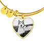 Alaskan Malamute Print Luxury Heart Charm Bangle