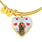 Cocker Spaniel Print Luxury Heart Charm Bangle