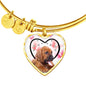 Bloodhound Dog Print Luxury Heart Charm Bangle