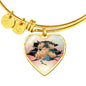 Golden Hamster Hanging Print Heart Pendant Bangle