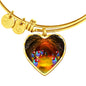 Gouldian Finch (Rainbow Finch) Print Heart Pendant Bangle