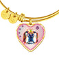 Basset Hound Dog Art Print Heart Pendant Bangle