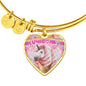 Creamy Unicorn Print Heart Pendant Luxury Bangle
