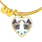 Tonkinese Cat Print Heart Pendant Luxury Bangle