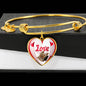 Yorkshire Terrier(Yorkie) Love Print Heart Pendant Luxury Bangle