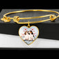 Cute Beagle Print Luxury Heart Charm Bangle