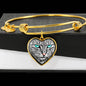 Blue Eyes Cat Print Heart Pendant Bangle