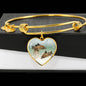 Corydoras Paleatus Fish Print Heart Pendant Bangle