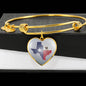 Pug Dog Texas Print Heart Pendant Luxury Bangle