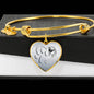 Pug Paws Print Heart Pendant Luxury Bangle