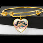 Golden Hamster Hanging Print Heart Pendant Bangle