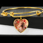 Bordeaux Mastiff Print Luxury Heart Charm Bangle