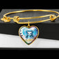 Cat Watercolor Art Print Heart Pendant Bangle