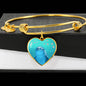 Dolphin Fish Print Luxury Heart Charm Bangle