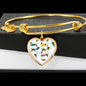 Dachshund Dog Art Print Heart Pendant Bangle