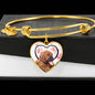 Bloodhound Dog Print Luxury Heart Charm Bangle