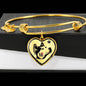 Siberian Husky Dog Art Print Heart Pendant Bangle