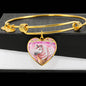 Creamy Unicorn Print Heart Pendant Luxury Bangle