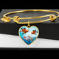 Oranda Fish Print Heart Pendant Luxury Bangle
