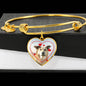 Cute Chinook Print Luxury Heart Charm Bangle