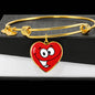 Smiley Face Print Heart Pendant Luxury Bangle
