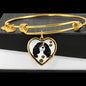 Cavalier King Charles Spaniel Dog Print Heart Pendant Bangle