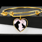 Cat Vector Art Print Heart Pendant Bangle