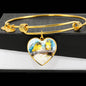 Blue And Yellow Macaw Parrot Art Print Heart Pendant Bangle