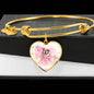 Bulldog Print Heart Charm Bangle