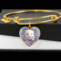 Cute White Hamster Print Heart Pendant Bangle
