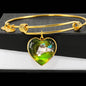 Birman Cat Print Heart Pendant Bangle