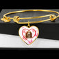 Basset Hound Print Heart Pendant Silver Bangle