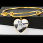 Alaskan Malamute Print Luxury Heart Charm Bangle