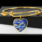 Zebrafish Fish Print Luxury Heart Charm Bangle