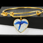 Hyacinth Macaw Parrot Art Print Heart Pendant Bangle
