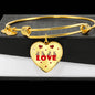 Yorkie Love Print Heart Pendant Luxury Bangle