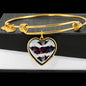 American Flag Skull Print Heart Pendant Bangle