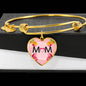 "MOM" Print Heart Pendant Luxury Bangle