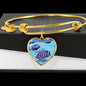 Afra Cichlid Fish Print Heart Pendant Bangle
