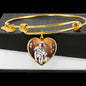 Cute Dalmatian Dog Print Luxury Heart Charm Bangle