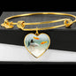 Mollies Fish Print Heart Pendant Luxury Bangle